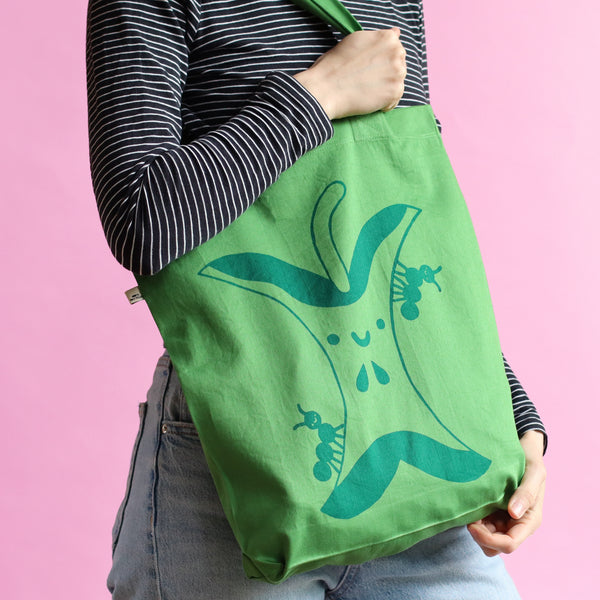Hand Printed APPLE Tote Bag (100% Recycled Materials)