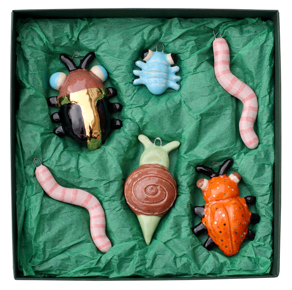 INSECTES CONFITS FESTIFS Ceramic Holiday Ornament Set with Gift Box
