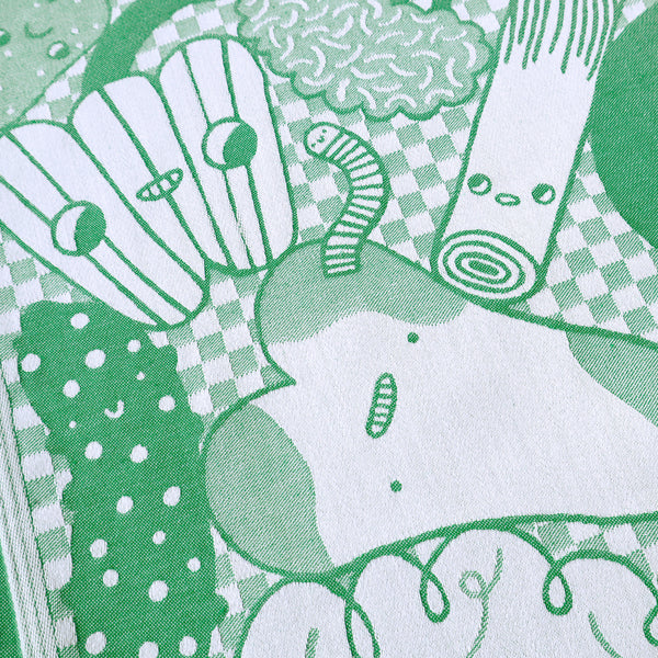 Fresh Greens Tea Towel detail Pear Pepper Leek by Eva Stalinski 2022